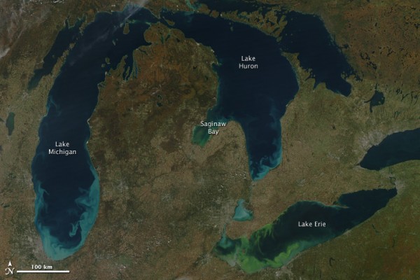 Satellite view of the Great Lakes