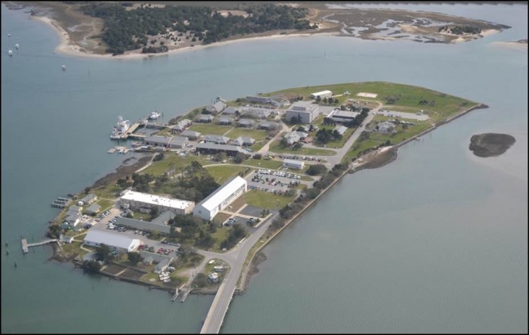 The NCCOS Center for Coastal Fisheries and Habitat Research is perfectly located on Pivers Island in the middle of the second largest sound system in the US and due West of the thermal mixing of tropical and temperate waters offshore.