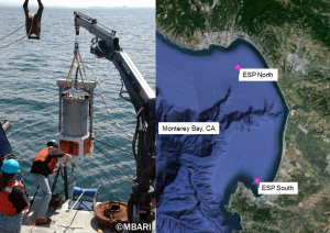 Autonomous underwater gliders (left and center) and moored Environmental Sample Processors (right) can provide a multidimensional characterization of the development and evolution of harmful algal blooms. Photo credits: Arvind Pereira , University of Southern California, Los Angeles (gliders) and Monterey Bay Aquarium Research Institute (ESP)