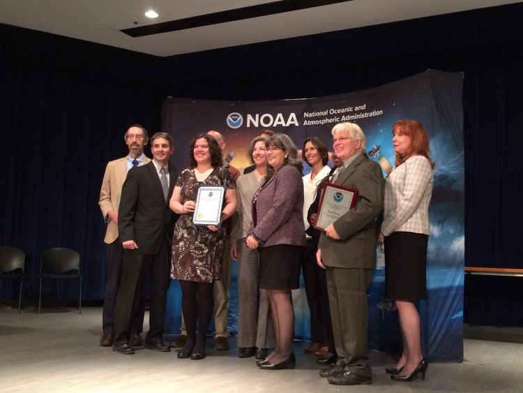 NCCOS Director Mary Erickson joins the NCCOS award winners at the 2016 National Ocean Service Employee Recognition Ceremony. Credit: J. Wickham, NOAA 
