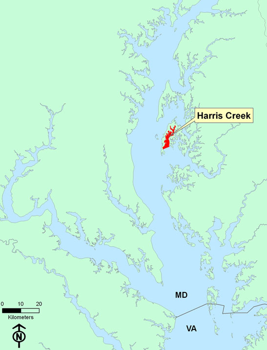 locator map for Harris Creek in Chesapeake Bay