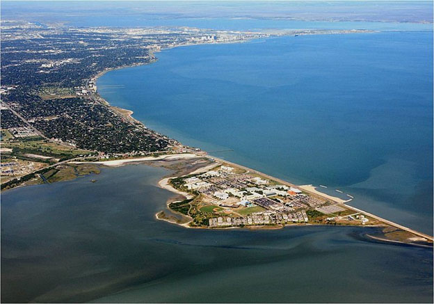 Aerial view of Corpus Christi Bay. 