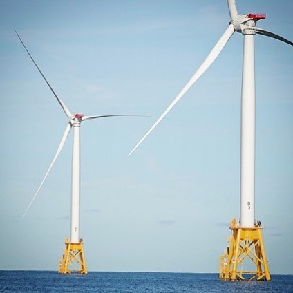 Photo of Block Island Wind Farm, coastal Rhode Island.