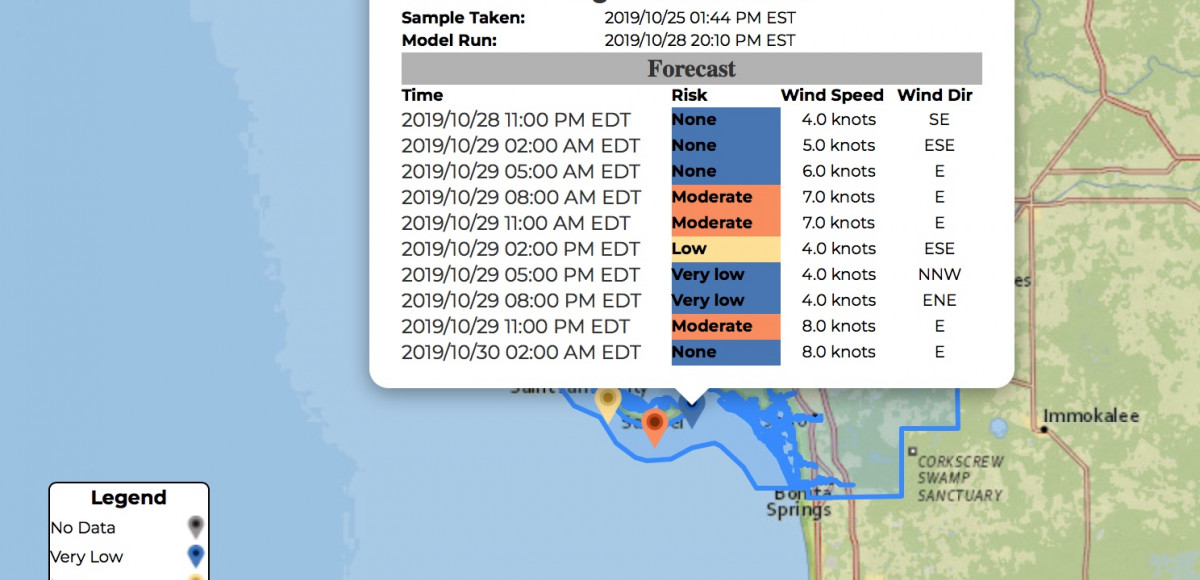 Experimental Red Tide Forecast Expanded to Include Sanibel Island