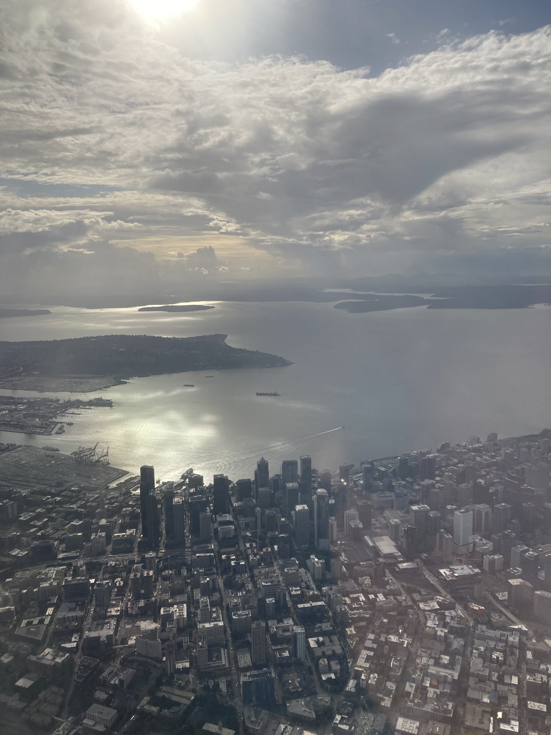 Aerial view of Seattle, Washington., and Puget Sound.