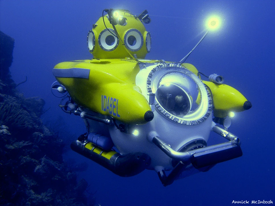 Photo of the Idabel shore-based submersible, used by the scientists to explore deepwater sites off Isla de Roatán, Honduras.