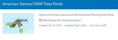 screenshot of American Samoa CMSP Data Portal