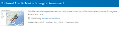 screenshot of Northwest Atlantic Marine Ecological Assessment webpage