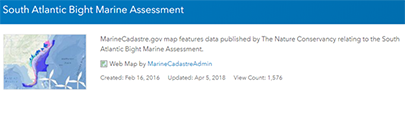 screenshot of South Atlantic Bight Marine Assessment webpage