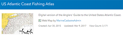 screenshot of U.S. Atlantic Coast Fishing Atlas webpage