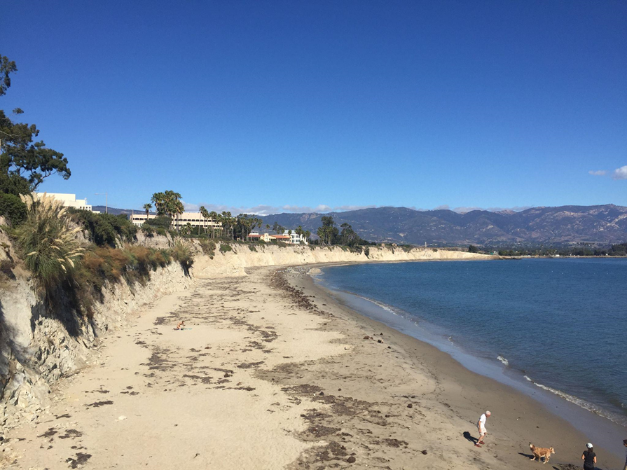 Coastal erosion at a California beach.