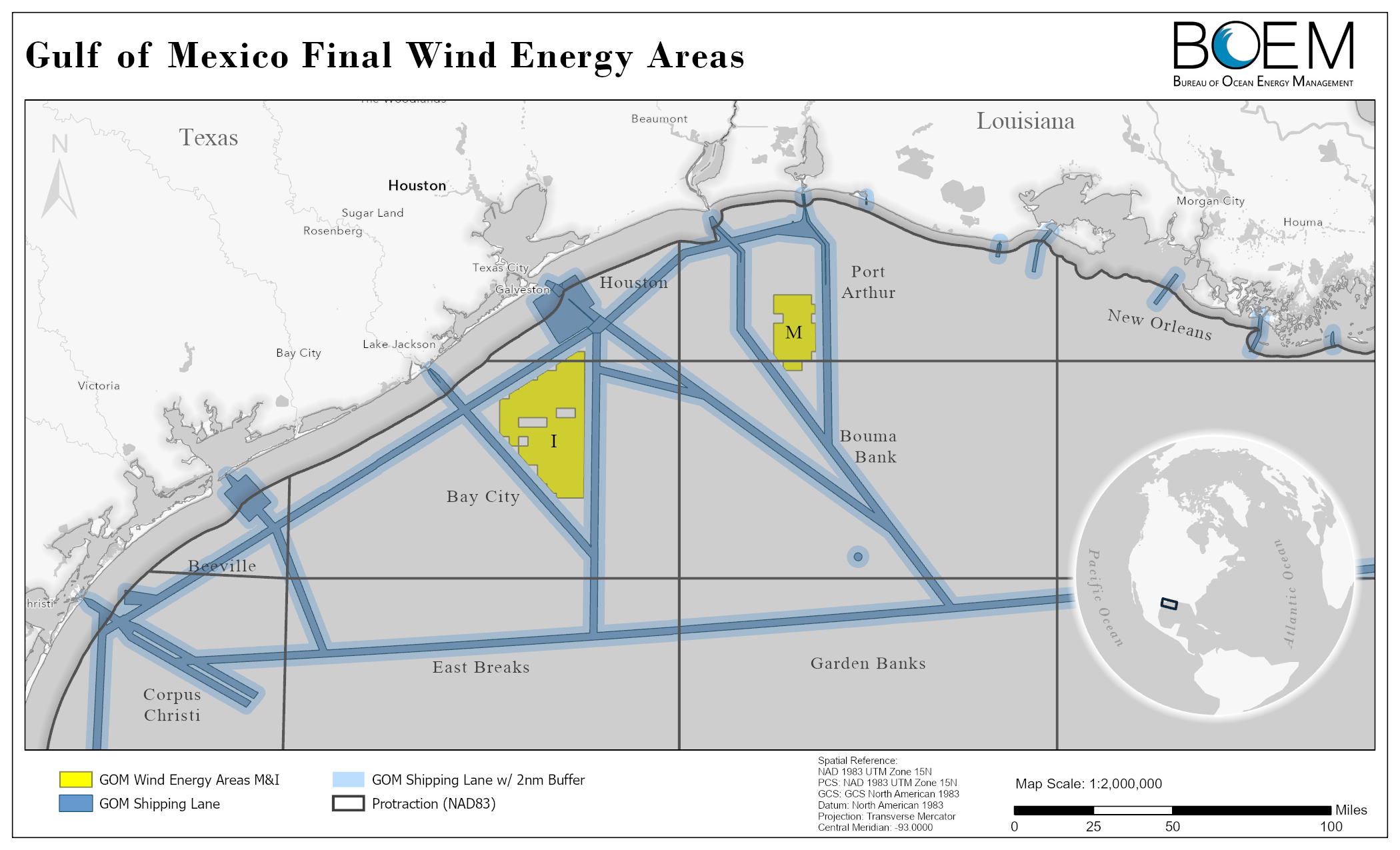 Map of Wind Energy Areas in Gulf of Mexico, October 31, 2022.