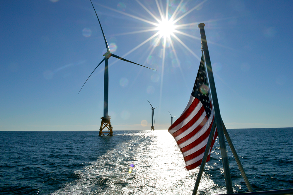 Block Island wind turbines, located three miles off the coast of Rhode Island.