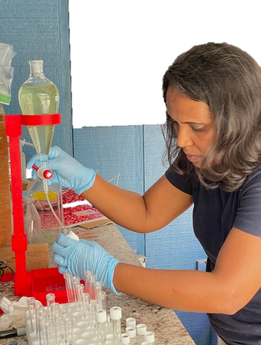 Scientist preparing phytoplankton samples for measurements of respiration.