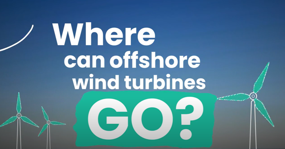 Graphic reads Where can offshore wind turbines go?