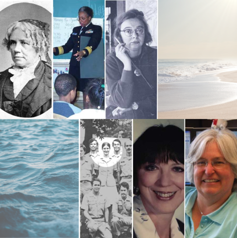 portrait showing five notable women tied to ocean science in history