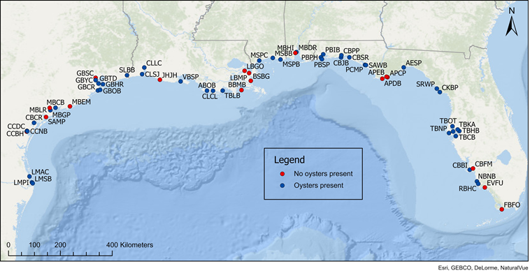 Map of sites sampled in the Gulf of Mexico in 2017 as part of the NOAA Mussel Watch Program. 