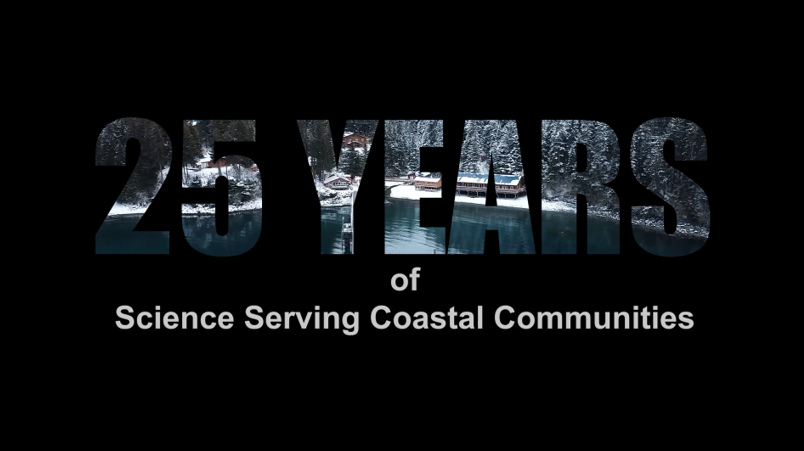 Text reads 25 years of science serving coastal communities