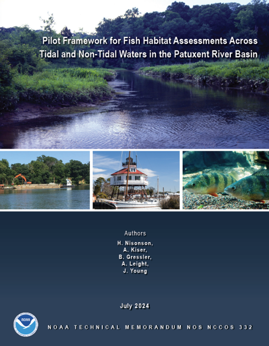 Cover of technical memorandum: Pilot Framework for Fish Habitat Assessments Across Tidal and Non-Tidal Waters in the Patuxent River Basin