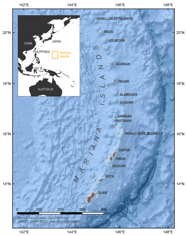 Map of the Commonwealth of the Northern Mariana Islands. 