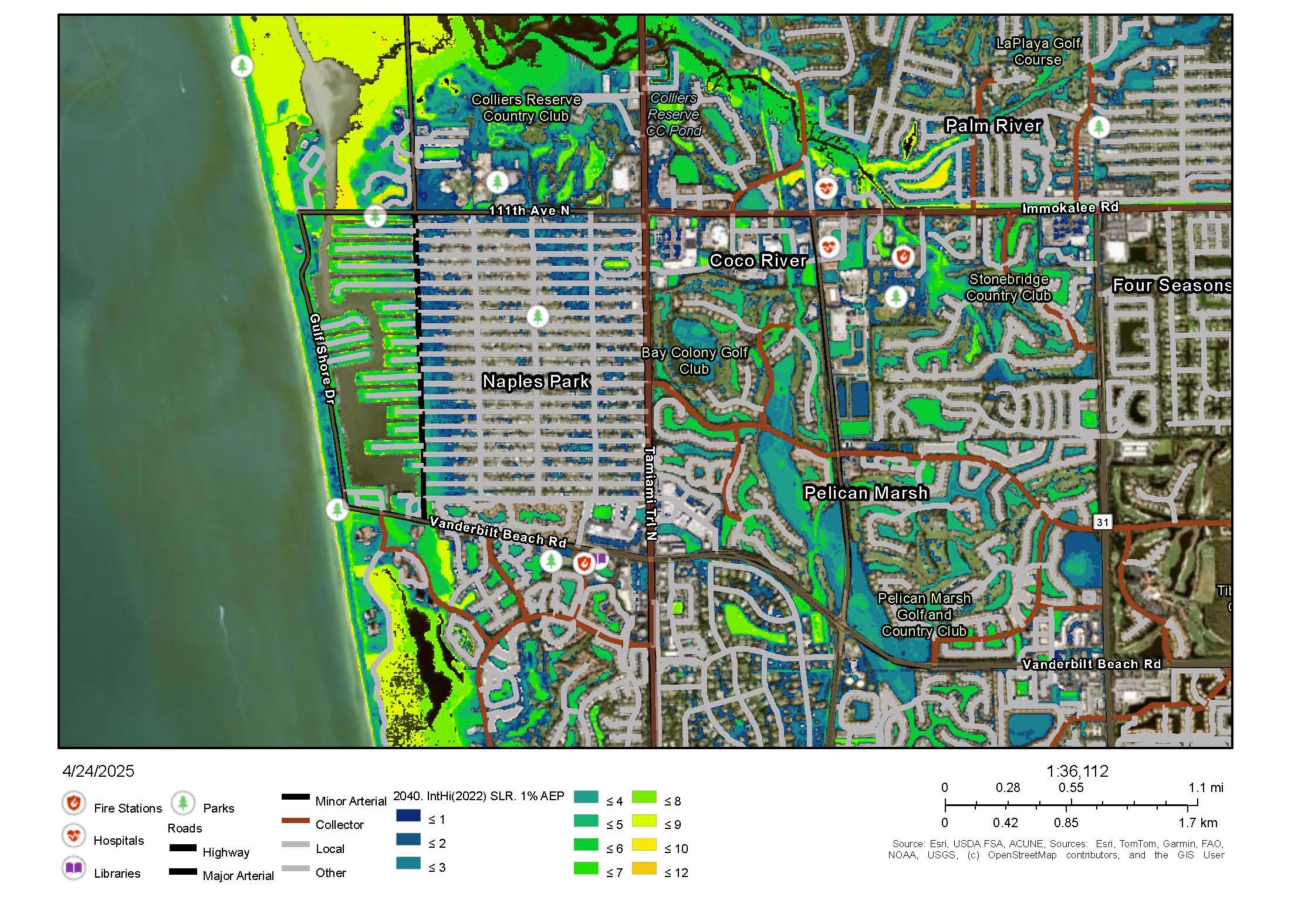 Map of Naples Park and Pelican Marsh produced using ACUNE GeoTool